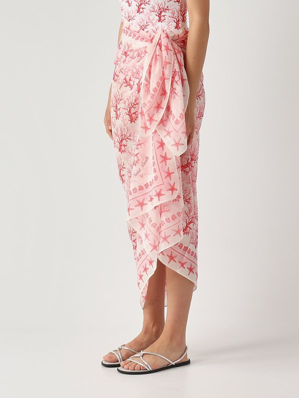 3. Pareo para mujer Thaiti de algodón y seda Voile de seda Coral Reef 0141 MC2 Saint Barth tait001