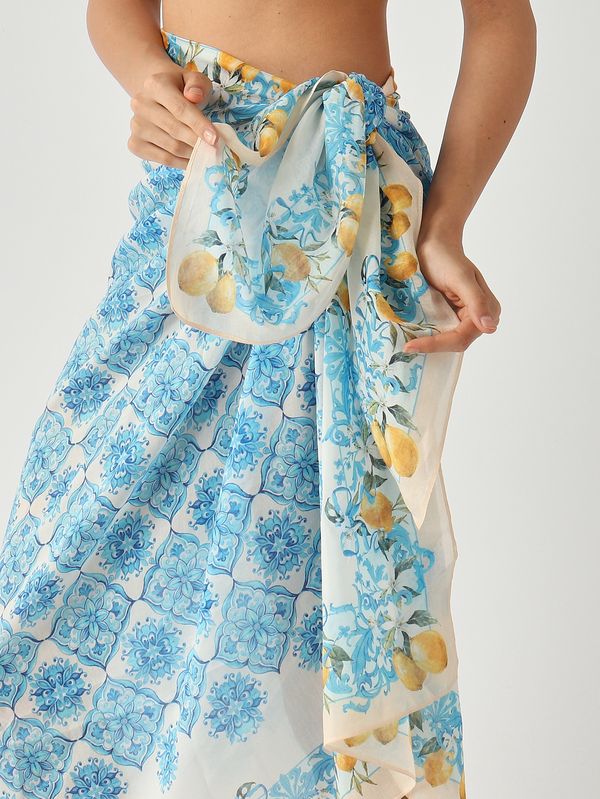 5. Pareo para mujer Thaiti de algodón y seda Voile de seda Lemon Maj 34 MC2 Saint Barth tait001