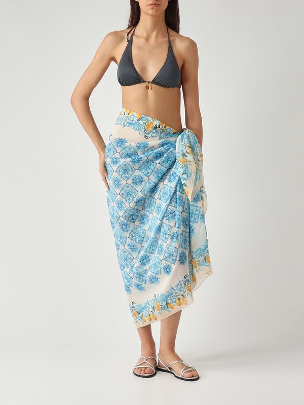 2. Pareo para mujer Thaiti de algodón y seda Voile de seda Lemon Maj 34 MC2 Saint Barth tait001