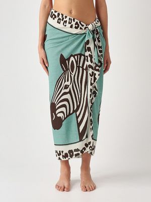 1. Pareo para mujer Thaiti de algodón y seda Voile de seda Savanna Zebra 53