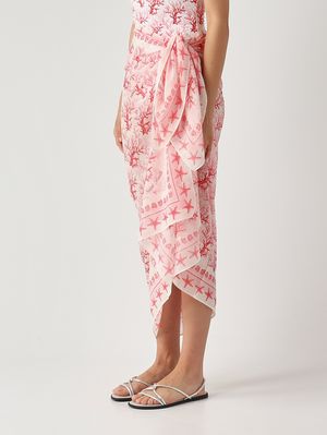 3. Pareo para mujer Thaiti de algodón y seda Voile de seda Coral Reef 0141