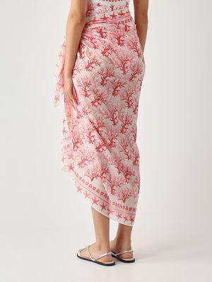 4. Pareo para mujer Thaiti de algodón y seda Voile de seda Coral Reef 0141