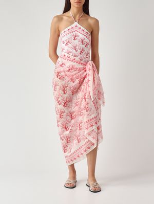 2. Pareo para mujer Thaiti de algodón y seda Voile de seda Coral Reef 0141