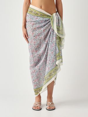 1. Pareo para mujer Thaiti de algodón y seda Voile de seda Jaipur Harmony 31