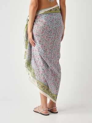 4. Pareo para mujer Thaiti de algodón y seda Voile de seda Jaipur Harmony 31