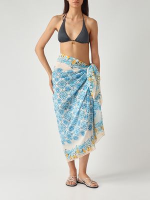 2. Pareo para mujer Thaiti de algodón y seda Voile de seda Lemon Maj 34