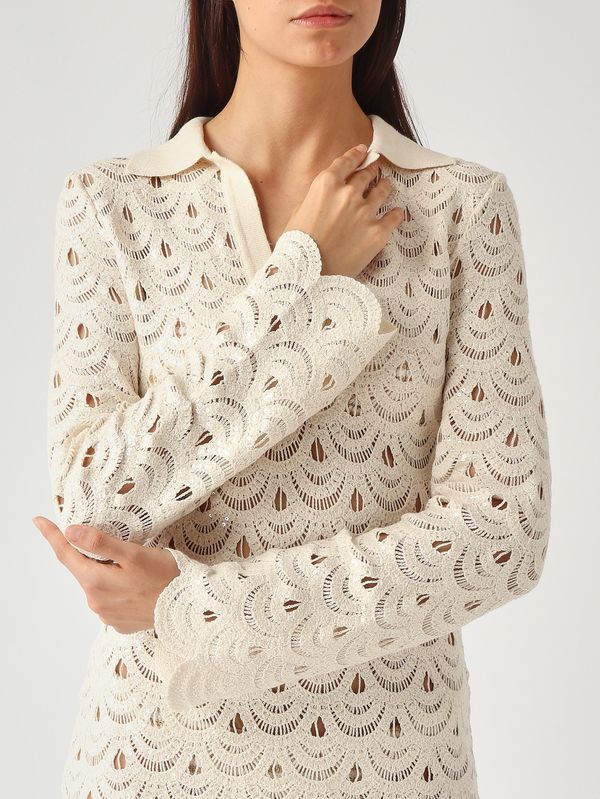 5. Damenkleid Ilary aus Baumwolle und Nylon Gehäkelte Muschel-Pailletten 10 MC2 Saint Barth ilr0001