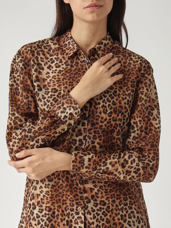 5. Camicia donna Brigitte in cotone e seta Silk Voile Sand Leopard 19 MC2 Saint Barth brig001