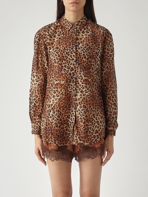 1. Camicia donna Brigitte in cotone e seta Silk Voile Sand Leopard 19 MC2 Saint Barth brig001