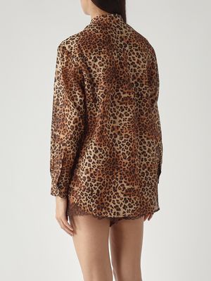 4. Camicia donna Brigitte in cotone e seta Silk Voile Sand Leopard 19