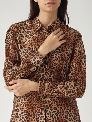5. Camicia donna Brigitte in cotone e seta Silk Voile Sand Leopard 19