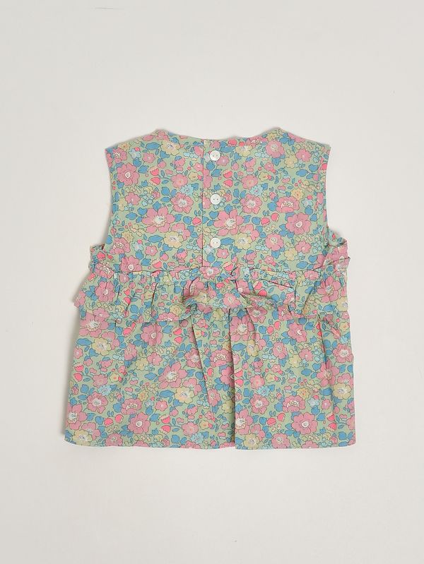 2. Top de algodón para recién nacida Liberty Verde Pesciolino Rosso blnb11