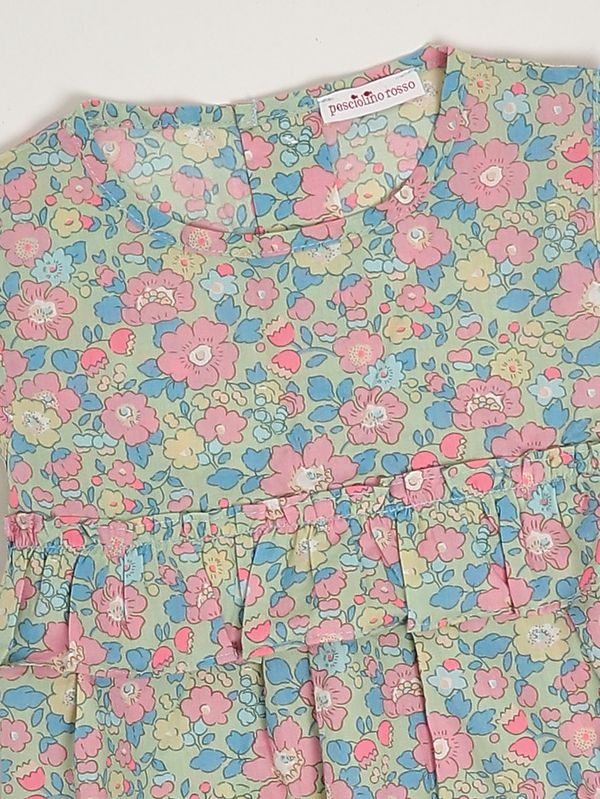 3. Top de algodón para recién nacida Liberty Verde Pesciolino Rosso blnb11