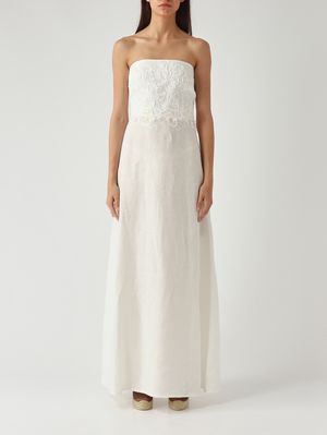 1. Damenkleid aus Leinen Weiß