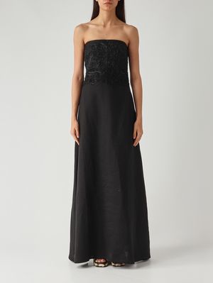 1. Damenkleid aus Leinen Schwarz