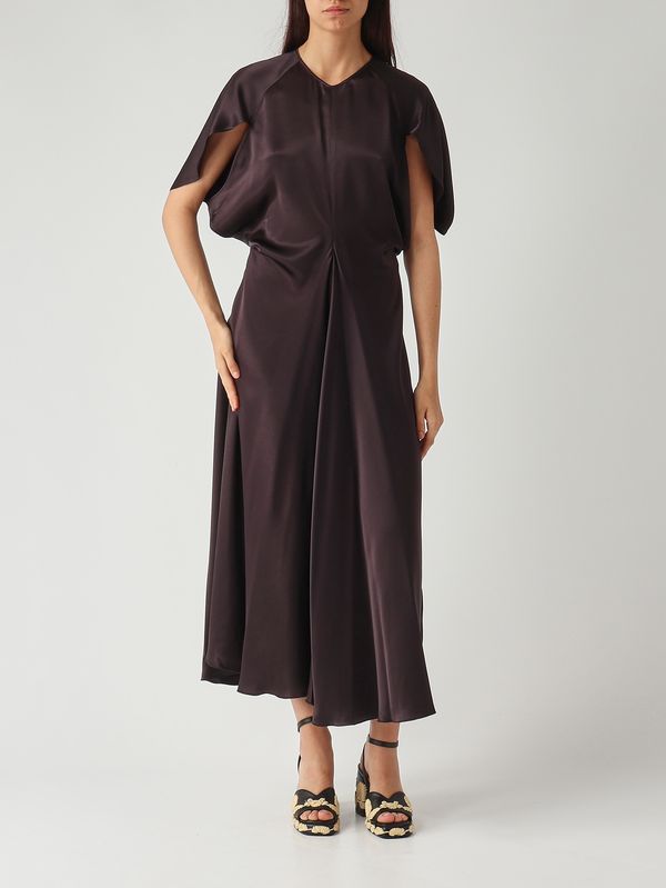 2. Abito donna Demetra in tessuto satinato Fondente Liviana Conti f6ss71