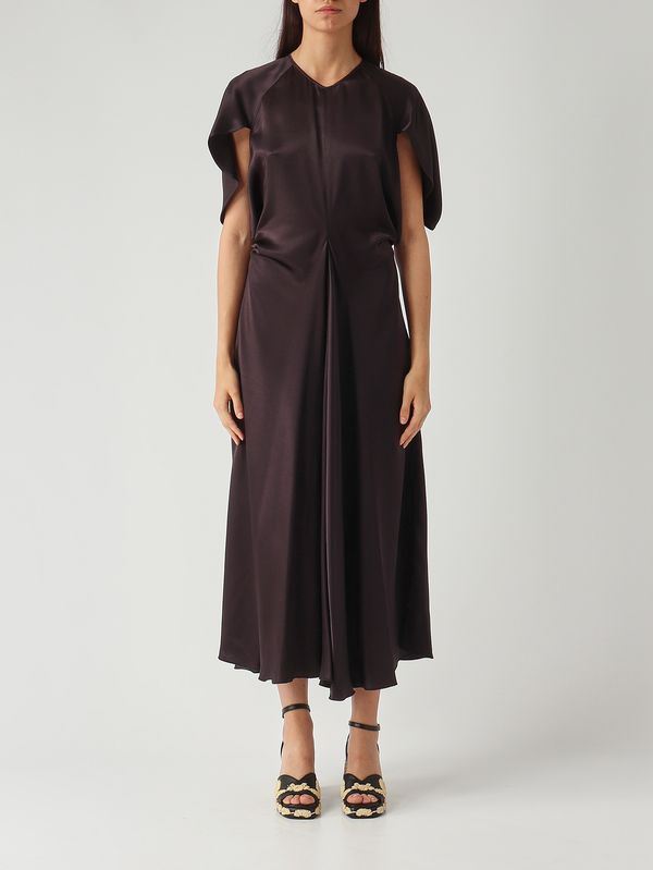 1. Abito donna Demetra in tessuto satinato Fondente Liviana Conti f6ss71