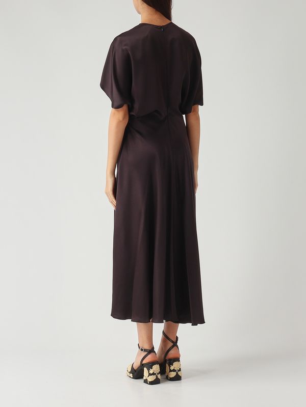 4. Abito donna Demetra in tessuto satinato Fondente Liviana Conti f6ss71