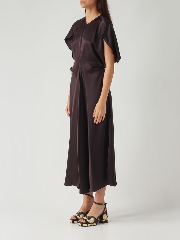 3. Abito donna Demetra in tessuto satinato Fondente Liviana Conti f6ss71