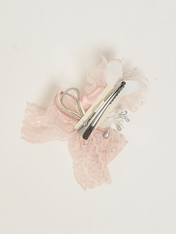 2. Barrette en tissu brodé pour fille Blanc Mimilù 721t