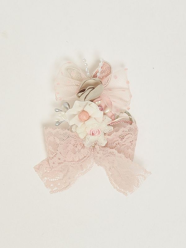 1. Barrette en tissu brodé pour fille Blanc Mimilù 721t
