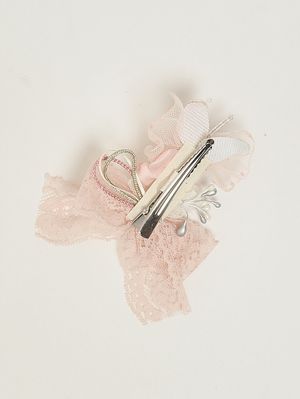 2. Barrette en tissu brodé pour fille Blanc