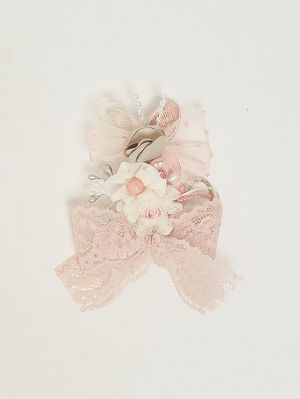 1. Barrette en tissu brodé pour fille Blanc