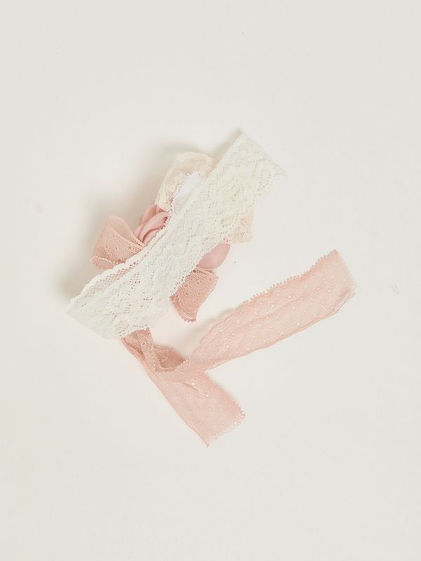 2. Haarband für Mädchen aus besticktem Stoff Rosa Mimilù 735c