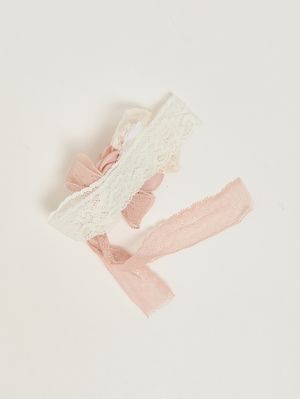 2. Haarband für Mädchen aus besticktem Stoff Rosa