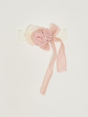 1. Haarband für Mädchen aus besticktem Stoff Rosa