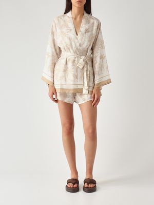 2. Kimono donna Carly in seta Silk Habotai Foulard Jungle Oc