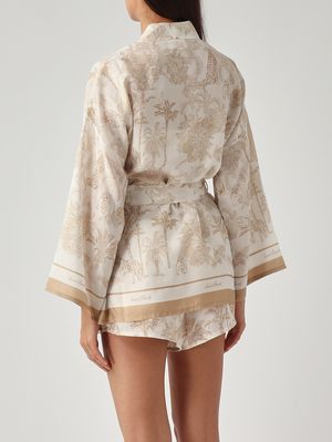 4. Kimono donna Carly in seta Silk Habotai Foulard Jungle Oc