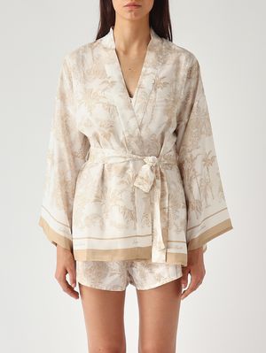1. Kimono donna Carly in seta Silk Habotai Foulard Jungle Oc