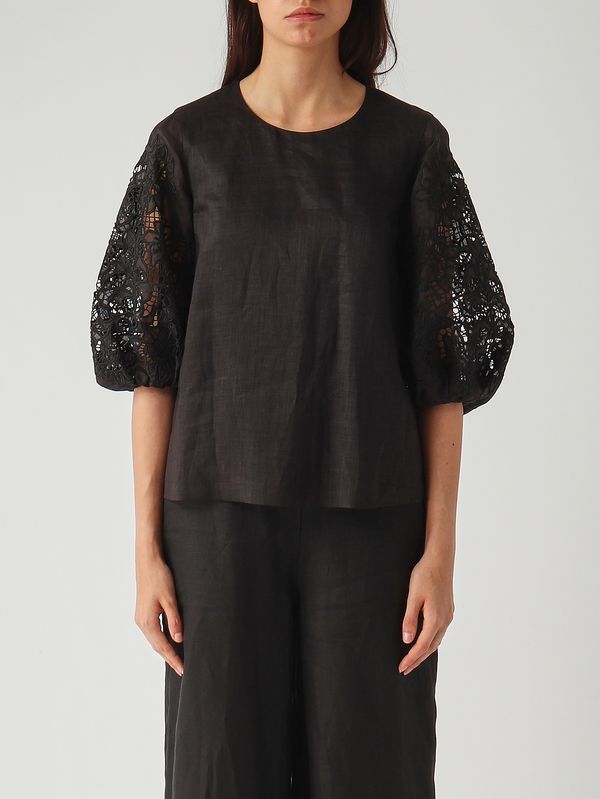 1. Blusa donna Ordine in in garza ramié e Sangallo Nero Max Mara Studio 2616161012600