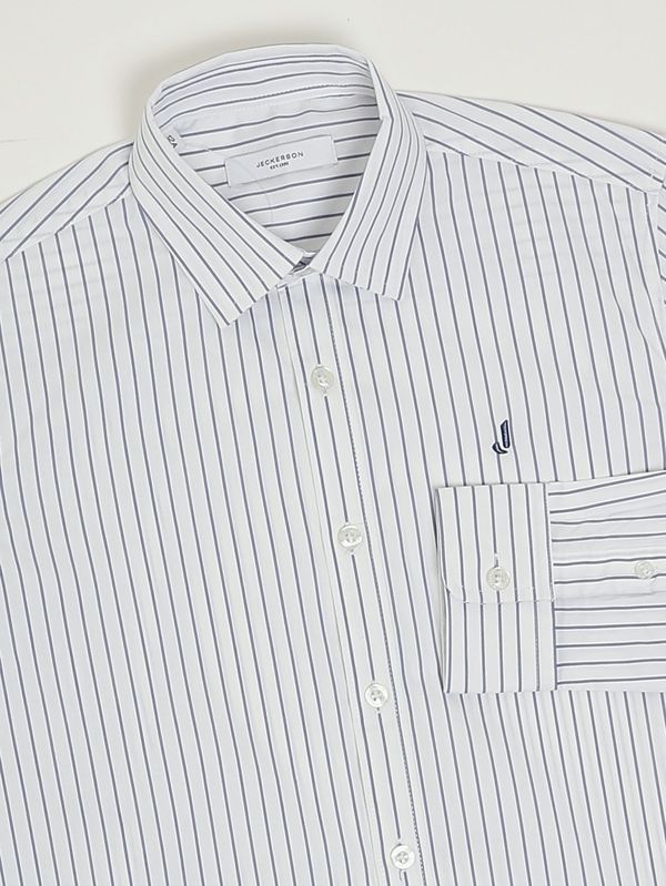 3. Boys' stretch cotton shirt White-Blue Jeckerson j5110ss26
