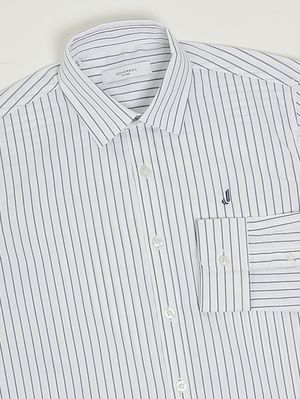 3. Boys' stretch cotton shirt White-Blue