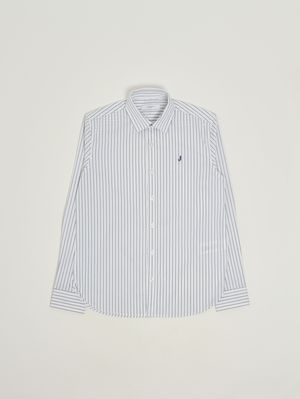 1. Boys' stretch cotton shirt White-Blue
