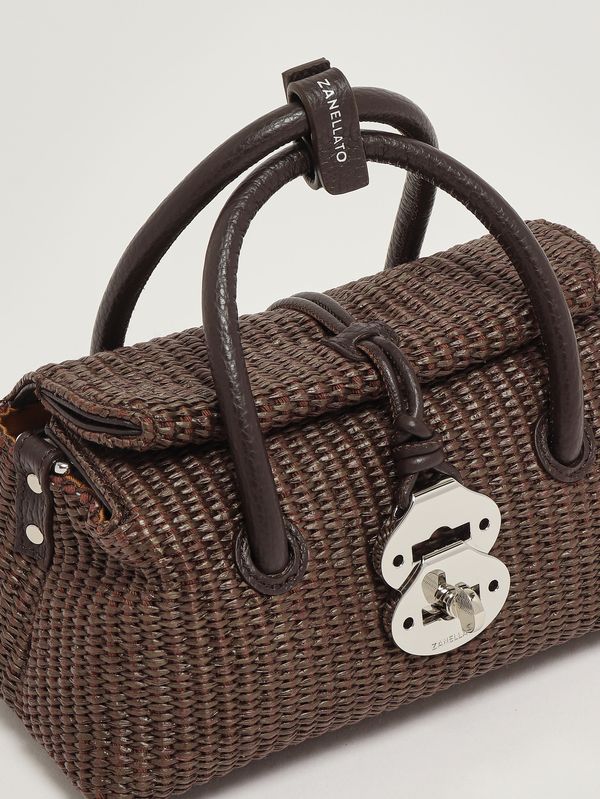 4. Borsa donna Dotta Vimini Baby in rafia e pelle Brown Sottobosco Zanellato 0692602030000 b
