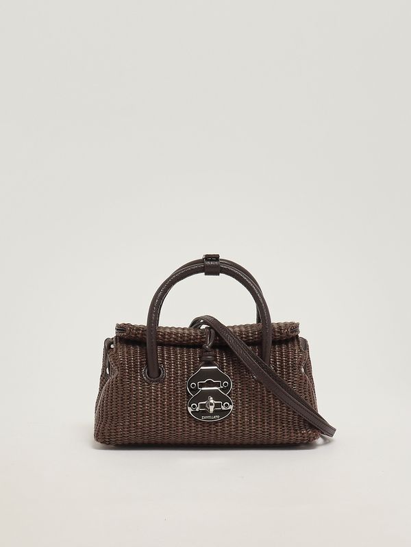 3. Borsa donna Dotta Vimini Baby in rafia e pelle Brown Sottobosco Zanellato 0692602030000 b