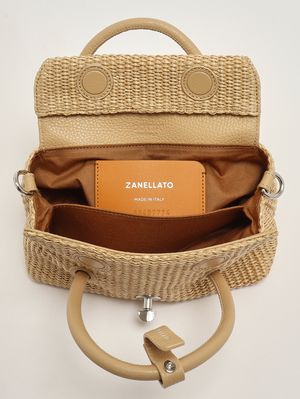 4. Borsa donna Dotta Vimini Baby in rafia e pelle Beige Paprika Dolce