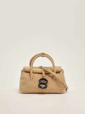 3. Borsa donna Dotta Vimini Baby in rafia e pelle Beige Paprika Dolce