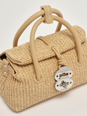 5. Borsa donna Dotta Vimini Baby in rafia e pelle Beige Paprika Dolce
