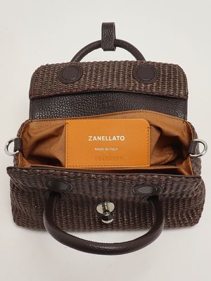 5. Borsa donna Dotta Vimini Baby in rafia e pelle Brown Sottobosco