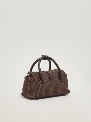 2. Borsa donna Dotta Vimini Baby in rafia e pelle Brown Sottobosco