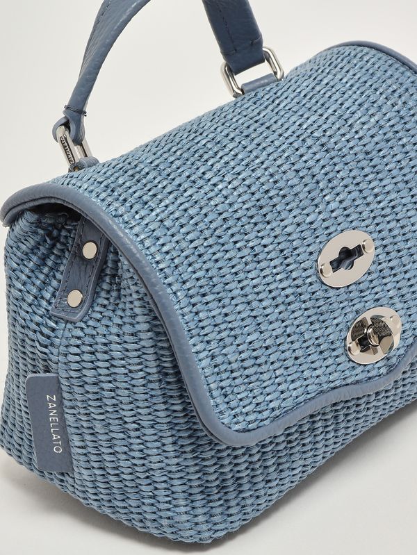 5. Women's Postina Vimini Baby bag in raffia and leather Adriatic Blue Zanellato 0709002030000 b