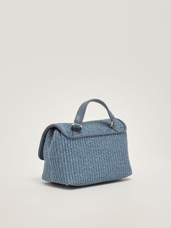 2. Women's Postina Vimini Baby bag in raffia and leather Adriatic Blue Zanellato 0709002030000 b