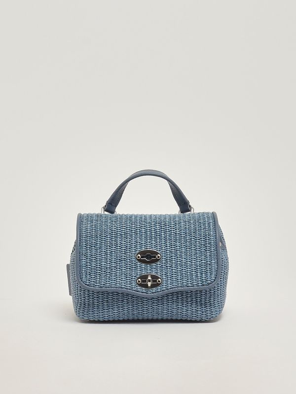 Women's Postina Vimini Baby bag in raffia and leather Adriatic Blue Zanellato