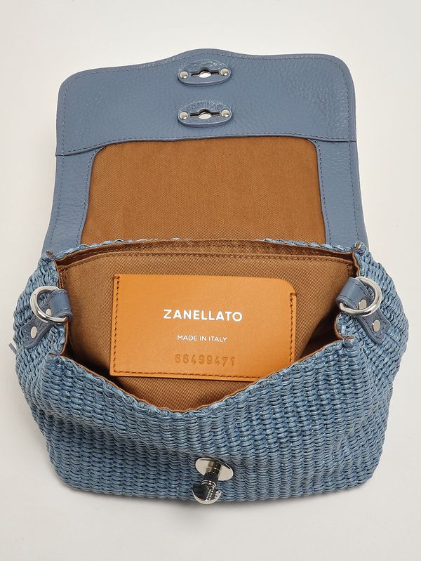 4. Women's Postina Vimini Baby bag in raffia and leather Adriatic Blue Zanellato 0709002030000 b