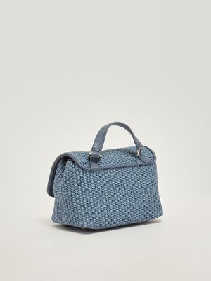 2. Women's Postina Vimini Baby bag in raffia and leather Adriatic Blue