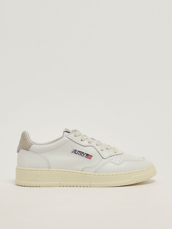 Sneakers uomo Medalist Low in pelle Bianco-Beige Autry